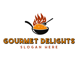 Wok Fire Cooking logo design