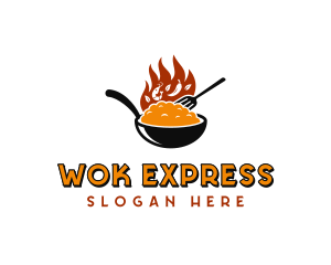 Wok Fire Cooking logo design