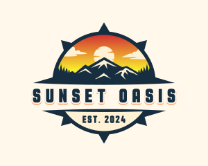 Compass Mountain Sunset logo design