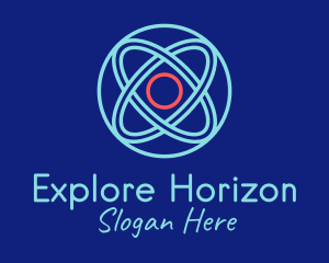 Discovery - Minimalist Atom Nucleus logo design