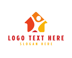 Negative Space - Colorful House Person logo design