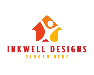 House - Colorful House Person logo design