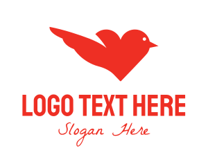 Valentines - Red Bird Heart logo design