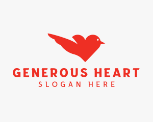 Red Bird Heart logo design