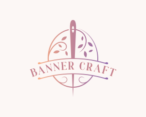 Leaf Wreath Needle Sew logo design