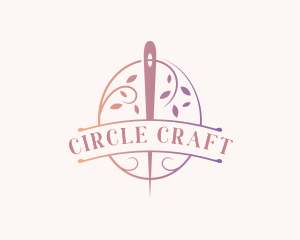 Leaf Wreath Needle Sew logo design