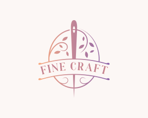 Leaf Wreath Needle Sew logo design