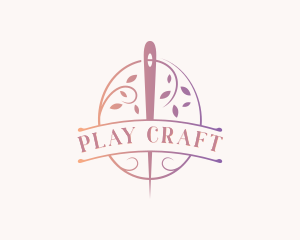 Leaf Wreath Needle Sew logo design