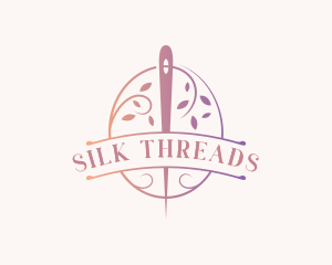 Leaf Wreath Needle Sew logo design