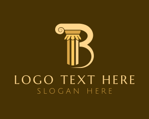 Law - Letter B Gold Pillar logo design