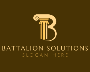 Letter B Gold Pillar logo design