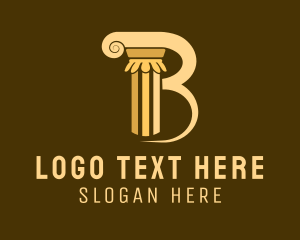 Wealth Management - Letter B Gold Pillar logo design