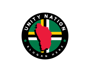 Nation - Dominica Map Flag logo design