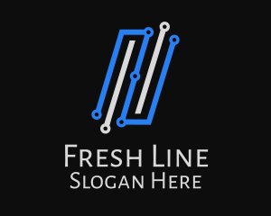 Line - Digital Circuit Line logo design