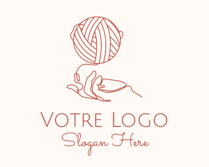 Knitting - Yarn Ball Hand logo design