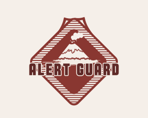 Warning - Volcano Diamond Badge logo design