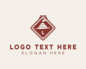 Mountain - Volcano Camping Badge logo design