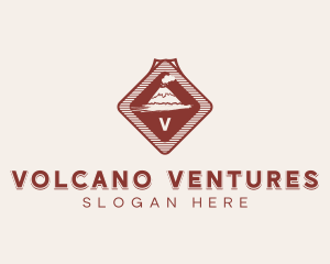 Eruption - Volcano Camping Badge logo design