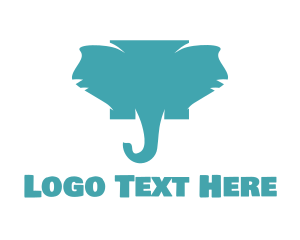 Trunk - Teal Elephant Head logo design