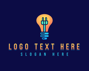 Power - Power Plug Bulb logo design