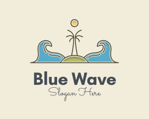 Surfing Island Wave logo design