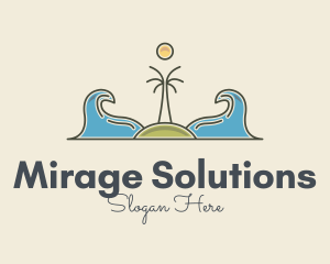 Mirage - Surfing Island Wave logo design