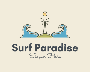 Surf - Surfing Island Wave logo design