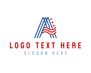 Flag - American Patriot Letter A logo design