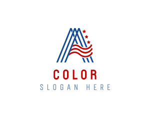 Stripes - American Patriot Letter A logo design