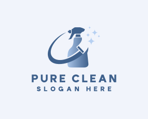 Cleaning Bottle Sprayer Squeegee logo design