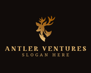 Antler - Golden Deer Antler logo design