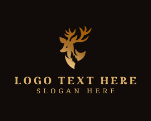 Stag - Golden Deer Antler logo design