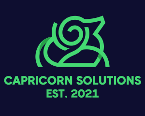 Green Capricorn Monoline logo design