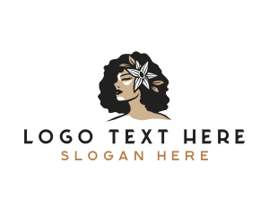 Leaf - Afro Woman Bloom logo design