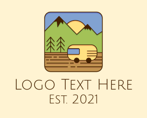 Minimal - Mountain Travel Van logo design