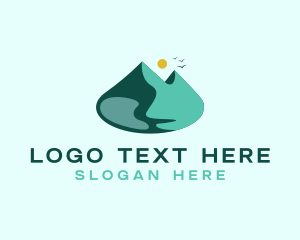 Travel Vlogger - Mountain Summit Lake logo design