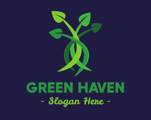 Green Leaves Plant logo design