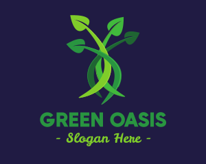 Green Leaves Plant logo design