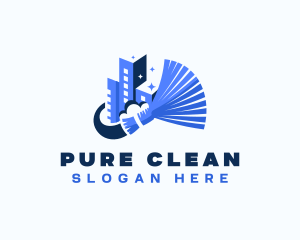 Broom Cleaning Janitorial logo design