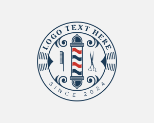 Scissors - Barbers Pole Hairstylist logo design