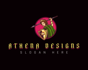 Athena - Athena Spear Shield logo design