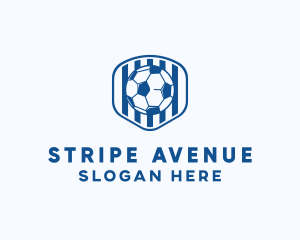 Striped - Blue Soccer Ball logo design