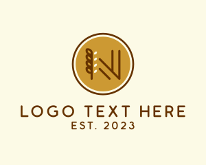Vegan - Wheat Stalk Letter N logo design