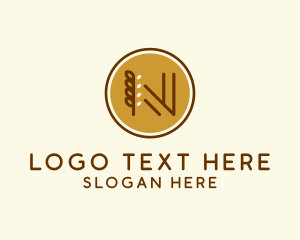 Wheat Stalk Letter N  Logo