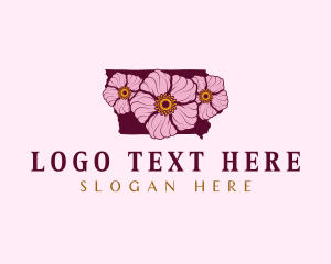 Map - Iowa Wild Rose Flower logo design