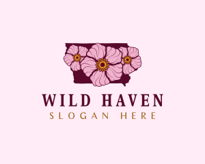 Iowa Wild Rose Flower logo design