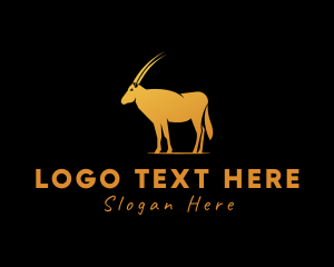 Wildlife - Gold Wild Alpine Ibex logo design