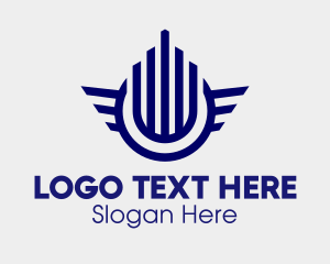 Tower - Blue Building Wings logo design