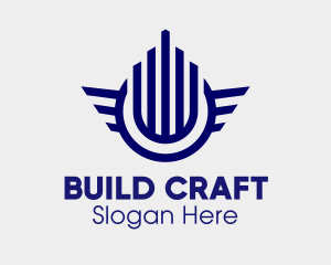 Blue Building Wings logo design