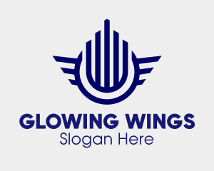 Blue Building Wings logo design